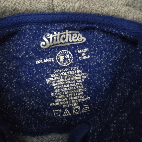 Stitches-Chicago Cubs Blue and Gray Zip-Up Sweater with Sporty Hood - Picture 2 of 5